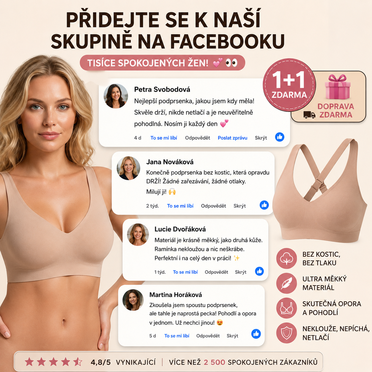 Podprsenka | Pozvednuté poprsí, okamžité pohodlí